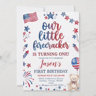 Invitation Little Firecracker 4 juillet 1er Anniversaire