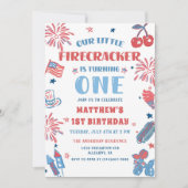 Invitation Little Firecracker 4 juillet 1er anniversaire (Devant)