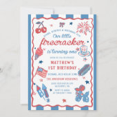 Invitation Little Firecracker 4 juillet 1er anniversaire (Devant)