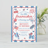 Invitation Little Firecracker 4 juillet 1er anniversaire (Debout devant)