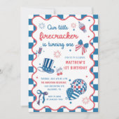 Invitation Little Firecracker 4 juillet 1er anniversaire (Devant)