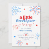 Invitation Little Firecracker 4 juillet 1er anniversaire (Devant)