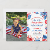 Invitation Little Firecracker 4 juillet 1ère fête d'anniversa (Devant)