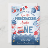 Invitation Little Firecracker 4 juillet 1ère fête d'anniversa (Devant)