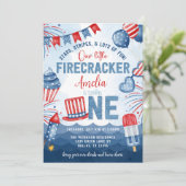 Invitation Little Firecracker 4 juillet 1ère fête d'anniversa (Debout devant)
