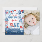 Invitation Little Firecracker 4 juillet 1ère fête d'anniversa (Devant)