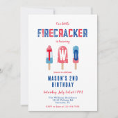 Invitation Little Firecracker 4 juillet 2e anniversaire (Devant)