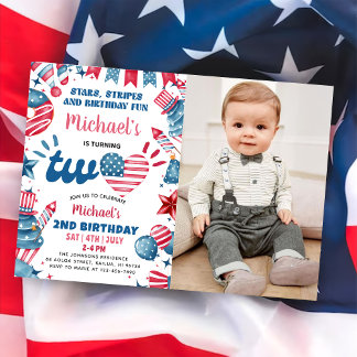 Invitation Little Firecracker 4 juillet 2e anniversaire Photo