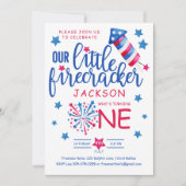 Invitation Little Firecracker 4 juillet été Anniversaire (Devant)