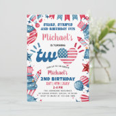 Invitation Little Firecracker 4 juillet fête du 2e anniversai (Debout devant)