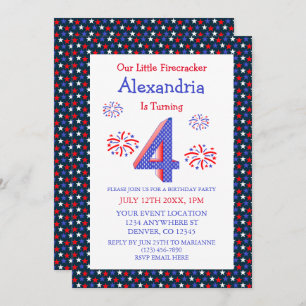 Invitation Little Firecracker 4e anniversaire