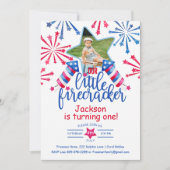 Invitation Little Firecracker 4th July First Birday Photo (Devant)