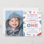 Invitation Little Firecracker All-American 1st Birthday Party (Devant)