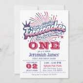 Invitation Little Firecracker est un quatrième anniversaire d (Devant)