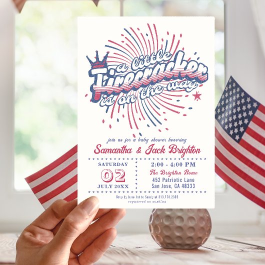 Invitation Little Firecracker Quart juillet Baby shower améri