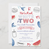 Invitation Little Firecracker Rouge Blanc Bleu 2e anniversair (Devant)