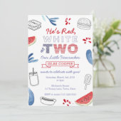 Invitation Little Firecracker Rouge Blanc Bleu 2e anniversair (Debout devant)