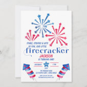 Invitation Little Firecracker Rouge Blanc Bleu Anniversaire (Devant)