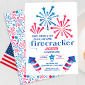 Invitation Little Firecracker Rouge Blanc Bleu Anniversaire