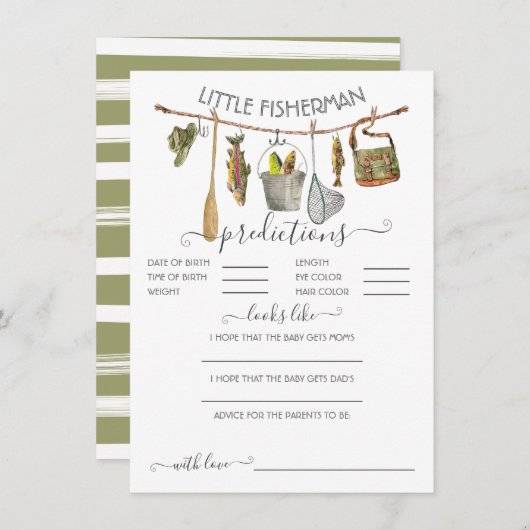 Invitation Little Fisherman Clothesline Baby Predictions Jeu (Devant / Derrière)