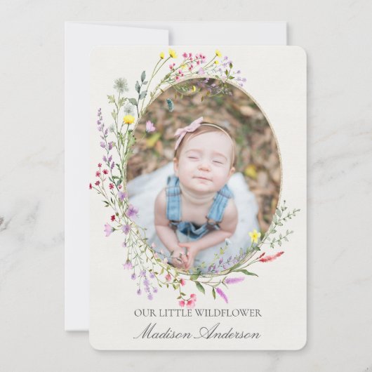 Invitation Little Fleur sauvage Boho Floral fête d'anniversai (Dos)