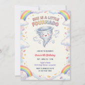 Invitation Little Fournado Rainbow Tornado Girls 4th Birthday (Devant)
