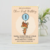Invitation Little Fox avec ballons 1er anniversaire (Debout devant)