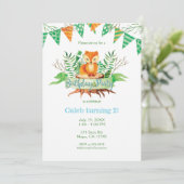 Invitation Little Fox dans la forêt Aquarelle fête d'annivers (Debout devant)