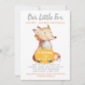 Invitation Little Fox Fall Harvest Citrouille Tiers Anniversa (Devant)