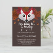 Invitation Little Fox Fall Red Brown Aquarelle Anniversaire (Debout devant)