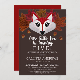 Invitation Little Fox Fall Red Brown Aquarelle Anniversaire