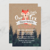 Invitation Little Fox Rustic Forest fête d'anniversaire (Devant / Derrière)