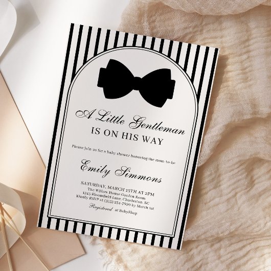 Invitation Little Gentleman Bow Tie Baby Shower