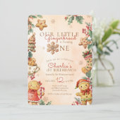 Invitation Little Gingerbread Christmas 1st Birthday (Debout devant)