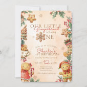 Invitation Little Gingerbread Christmas 1st Birthday (Devant)
