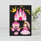 Invitation Little Girls Princess Castle Tiara fête d'annivers (Debout devant)