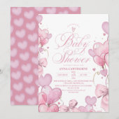 Invitation Little Heart baby shower (Devant / Derrière)
