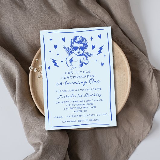 Invitation Little Heartbreaker Valentines Boy 1st Birthday