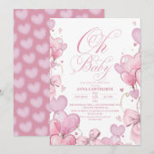 Invitation Little Hearts Girl Baby Shower (Devant / Derrière)
