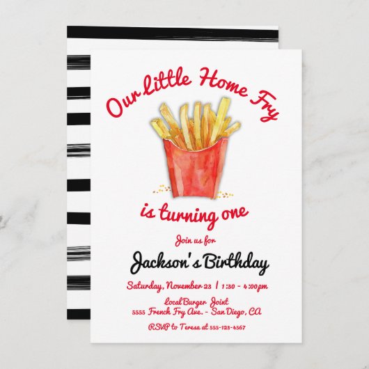 Invitation Little Home Fry Fête d'anniversaire (Devant / Derrière)