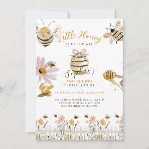 Invitation little honey arrive bientôt shower bébé abeille