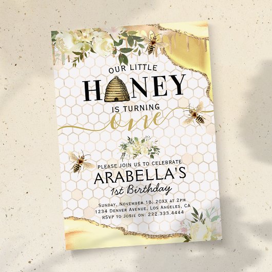 Invitation Little Honey Bee 1er anniversaire