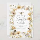 Invitation Little Honey Bee Chamomile & Daisy 1er Anniversair (Devant)