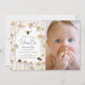 Invitation Little Honey Bee Chamomile rose 1er anniversaire P (Devant)