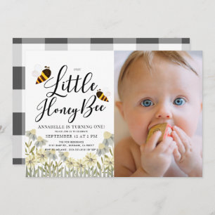 Invitation Little Honey Bee Daisy 1er Birthday Photo