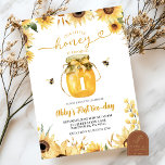 Invitation Little Honey fête son premier anniversaire<br><div class="desc">Little Honey tourne une invitation pour le premier anniversaire,  Sunflower Honey Bee Birthday Invitation,  Editable Summer Birthday Invitation</div>