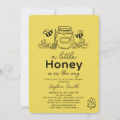 Invitation Little Honey Hand-drawn Bee Baby Shower (Devant)