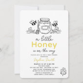 Invitation Little Honey Hand-drawn Bee Baby Shower (Devant)