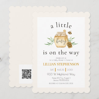 Invitation  Little Honey On The Way Bee Baby Shower QR Code