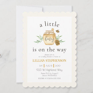 Invitation  Little Honey On The Way Bee Baby Shower Scallop